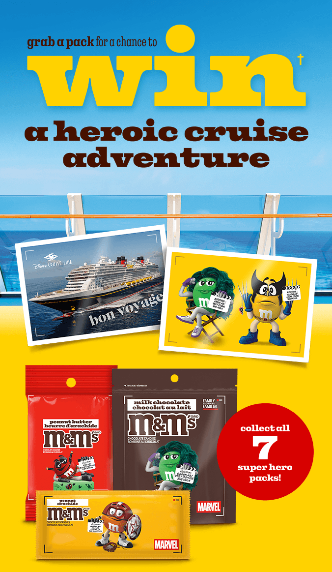 Grab a pack for a chance to win† a heroic cruise adventure.